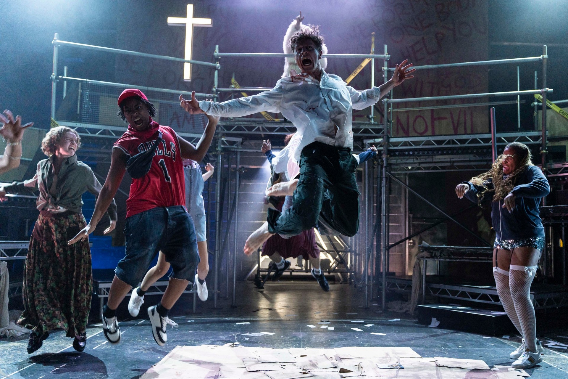 Musical theatre scene — warm/cool split